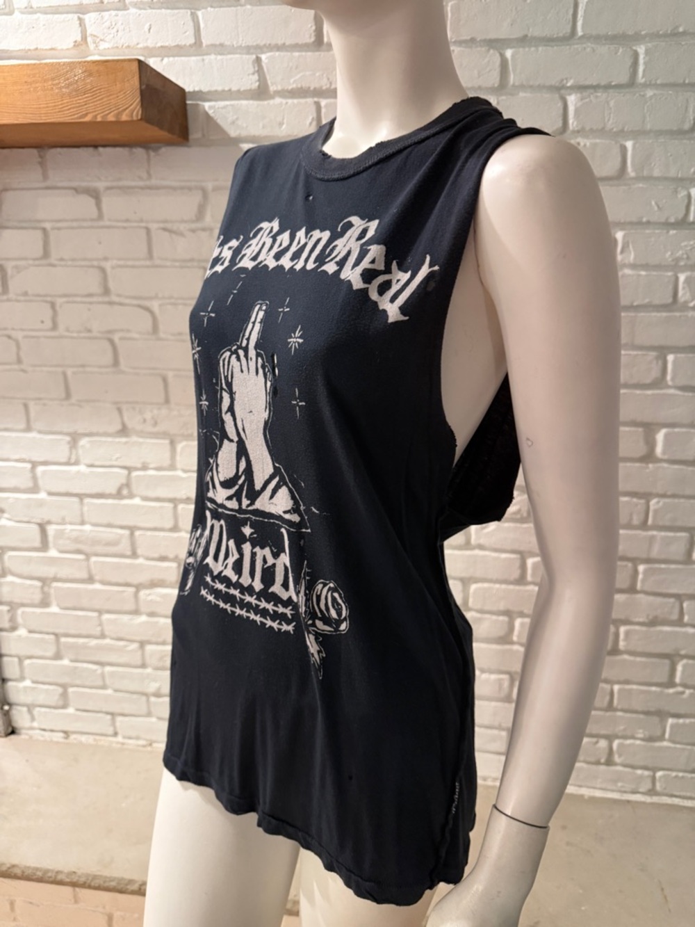 UNIF ITS BEEN REAL WEIRD BLACK OVERSIZED TANK TOP XS BRAND NEW WITHOUT TAGS - Picture 2 of 15